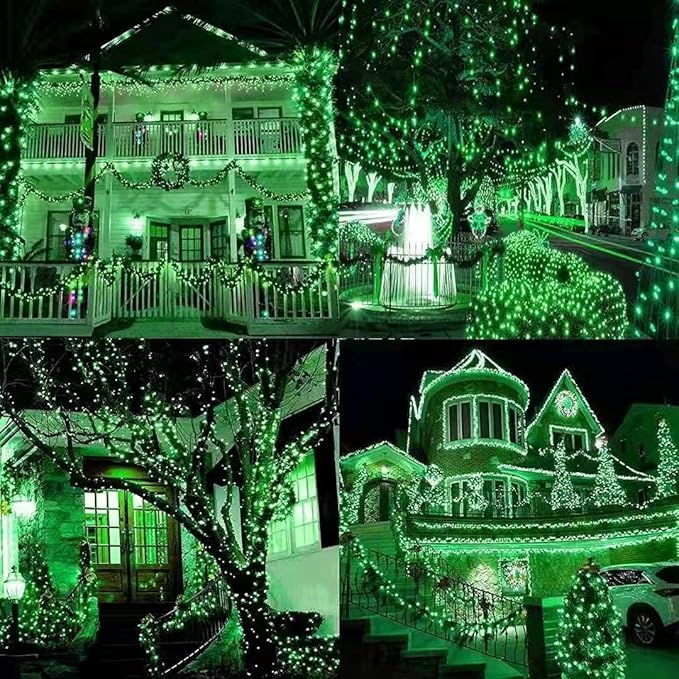Upgrade Solar String Lights for Outside 2 Pack Total 180FT 500LED String Lights Outdoor with 8 Modes IP65 Waterproof Outdoor Solar Twinkle Lights Garden Tree Party Christmas Decorations Green