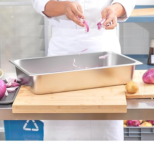 EGGKITPO Hotel Pans Full Size 6-Pack 4 Inch Stainless Steel Trays for Food Commercial Hotel Pan Food Containers Chafing Pans for Restaurant Buffet Party Supplies