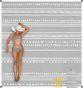 Extra Large 110''×118'' Beach Blanket for 8 Adults Outdoor Beach Mat Sand Free Waterproof with 4 Stakes &amp 4 Corner Pockets Polyester Lightweight Foldable Grey Picnic Mat for Travel Camping Hik