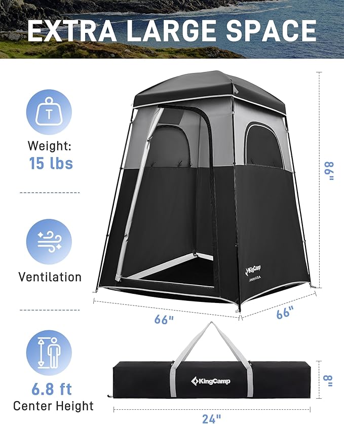 KingCamp Shower Tent Portable Privacy Tent Outdoor Camping 1/2 Room Toilet Tents with Shower Bag &amp Dressing Room for Beach Camping &amp Hiking