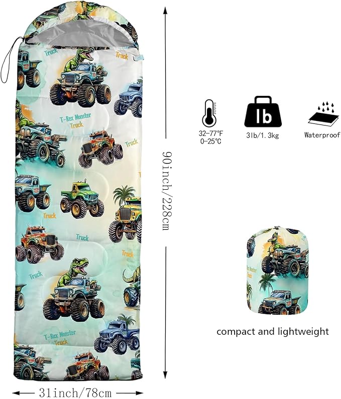 HOSIMA Kids Cute Dog Sleeping BagDifferent Pet Dogs Pattern Cold Weather Gear for CampingAnimal Themed with Christmas Tree Print Waterproof Sleeping Bags for Outdoors Hiking.