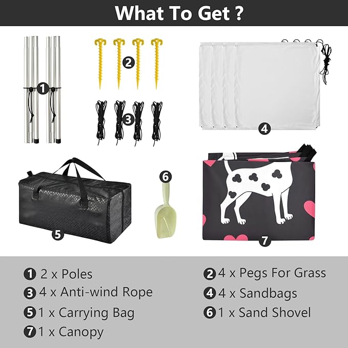 Spotted Dog Camping Sun Shelter Beach Tent Portable Beach Sun Shade Outdoor Canopy for Camping Trips Fishing Picnic