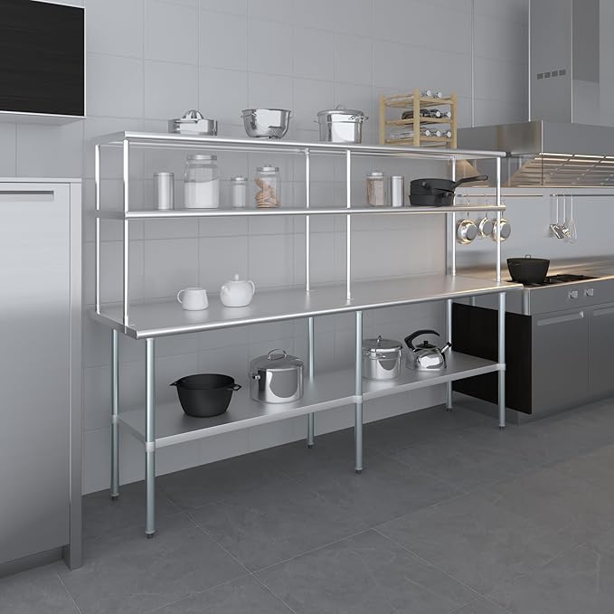 AmGood Double OverShelf Stainless Steel NSF - Many (96 Long x 18 Deep)