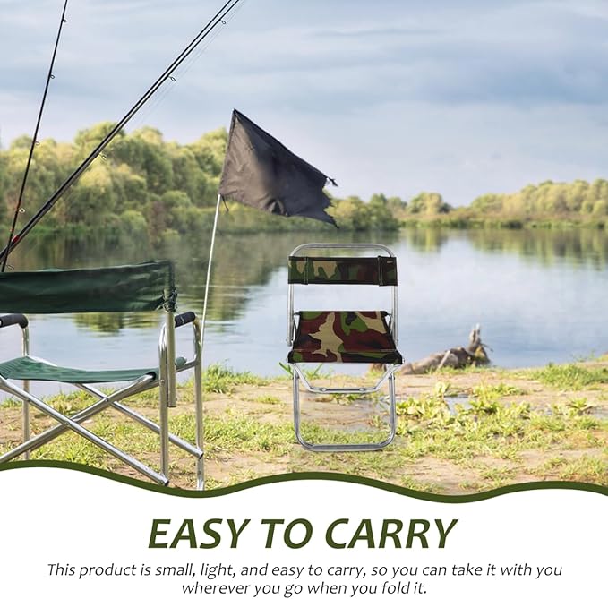 Portable Folding Chair Large Size Lightweight Camping Seat for Outdoor Fishing Hiking Garden Use Camouflage Collapsible Seat