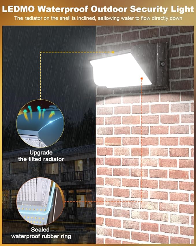 ledmo 120W LED Wall Pack Light 4 Pack Dusk to Dawn with Photocell Outdoor Commercial Industrial Lights 840W HPS HID Equivalent 5000K Security Flood Lighting for BuildingsWarehouse ParkingYard