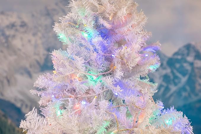 Novelty Lights 34ft Christmas String Lights 100 Multicolor LED Bulbs on White Wire 4 Spacing Connectable Indoor Outdoor Commercial Grade Lighting for Holidays Patio Weddings