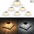 Solar Post Light 6 Packs with 4x4 5x5 and 6x6 Inches Base for Vinyl/Wooden Posts Bright 16 LEDs Solar Cap Lights with Two Light Modes for Decorating Deck Patio Porch Fence (White)