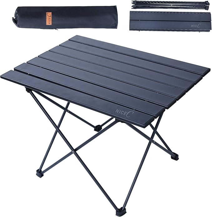 Nice C Camping Table Camp Table Folding Table Beach Table Roll up Foldable Collapsible Aluminum Ultralight Compact with Carry Bag for Outdoor Picnic Cooking Festival Indoor Office