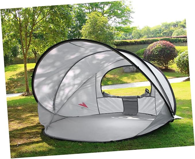 Portable Full Automatic Beach Tent Double Outdoor Shelter Fishing Canopy Compact Folding Design for Sun Protection Silver