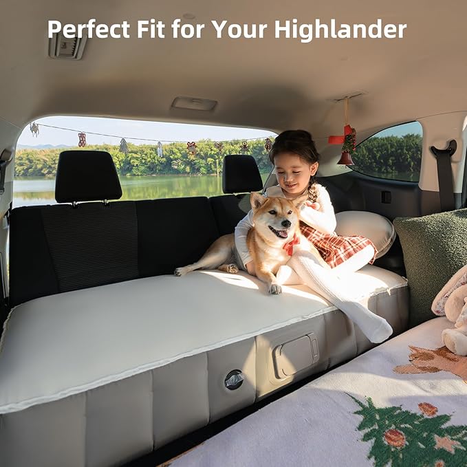 Air Foam Mattress for Toyota Highlander 3rd Row Custom Fit Inflatable CozyDen Car Mattress with Built-in Pump SUV Bed Pad for Car Camping Kids &amp Pets Portable Travel Mattress