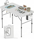 Folding Fish Cleaning Table with Sink &amp Hose Hookup 50 Outdoor Camping Sink Table Portable for Fishing Hunting RV Backyard Made of Steel Frame &amp PE Basin Easy to Clean and Store