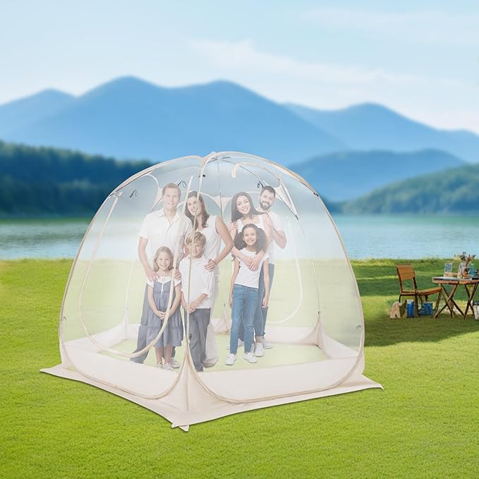 Pop Up Bubble Tent 6-10 Person Clear Igloo Portable Screen House with Carry Bag Transparent Camping Tent for Garden/Backyard/Outdoor Events