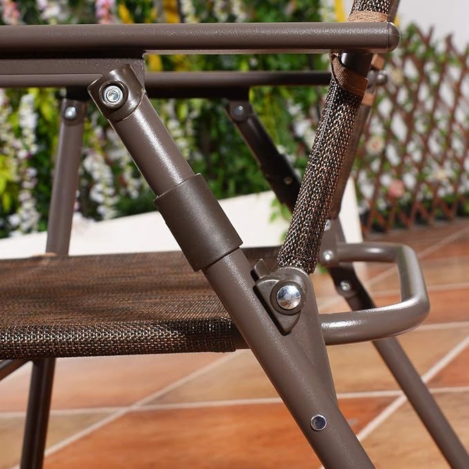 SPSUPE Set of 4 Outdoor Patio Folding Chairs Steel Camping Chairs Ideal for Deck Garden Pool Backyard Coffee