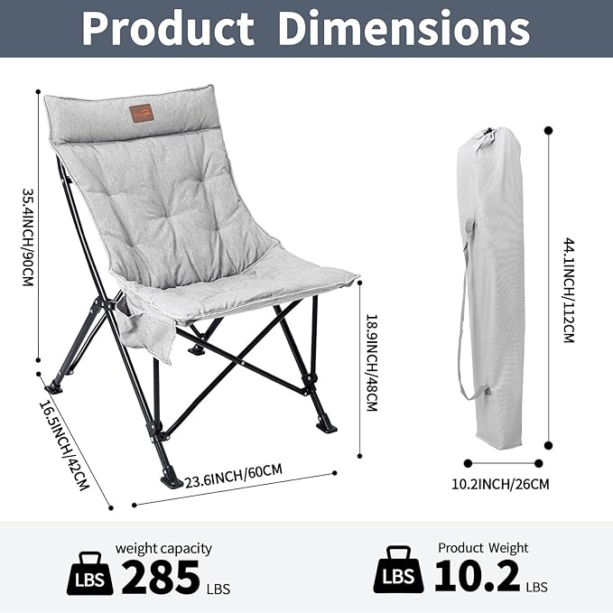 Saucer Chair for Adults Portable Folding Comfy Lounge Chair for Bedroom/Dorm/Reading/Living Room with Storage Bag