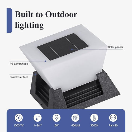 11.02 Modern Outdoor Post Lights 3000K LED Solar Lamp Post Light IP54 Solar Pillar Lights Outdoor Waterproof Square Outside Light Columns Column Lighting for Patio Fence Deck Garden Driveway