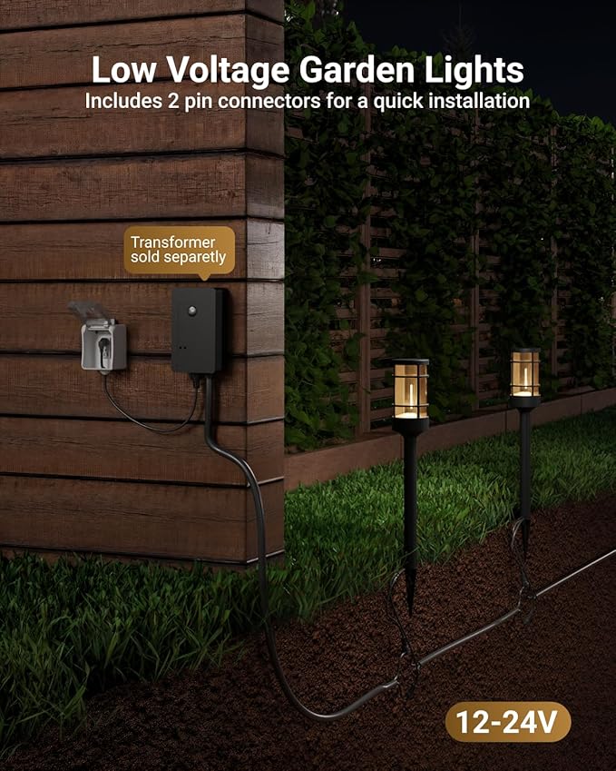 Sunco 6 Pack Low Voltage Garden Pathway Lights LED Landscape Pathway Lighting 1.5W 50 LM 3000K Warm White Wet Rated for Garden Pathway Walkway Clear Glass Design with Connectors ETL