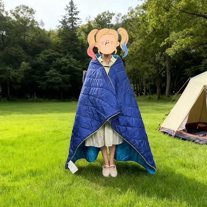 Packable Multi-Use Camping Blanket 52×75 – Lightweight Wearable Quilt Machine Washable Weather &amp Stain Resistant Easy-Pack Stuff Sack for Camping Picnic Beach Travel &amp Stadium