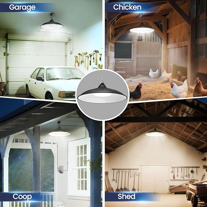 Solar Shed Lights Indoor Outdoor 3200LM Motion Sensor Pendant Light Daytime Available with Remote &amp Button Control IP65 Waterproof 4 Lighting Modes for Barn Garage Gazebo Chicken Coop Shop - 1 P