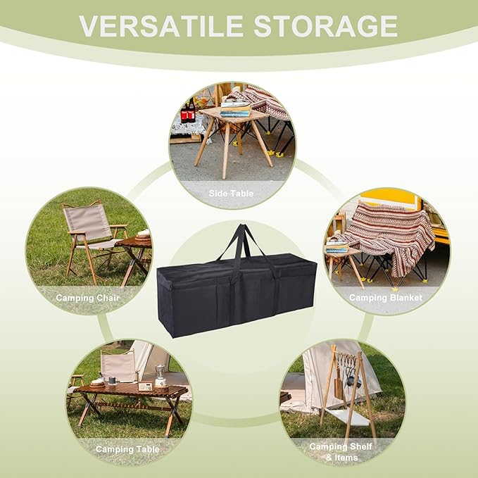 Camp Chair Replacement Bag Camping Folding Chair Storage Bag Large Zippered with Handle Strap 47 x 14 x 14 Inch Fit for Outdoor Travel Tent Storage (2 Pack Black)