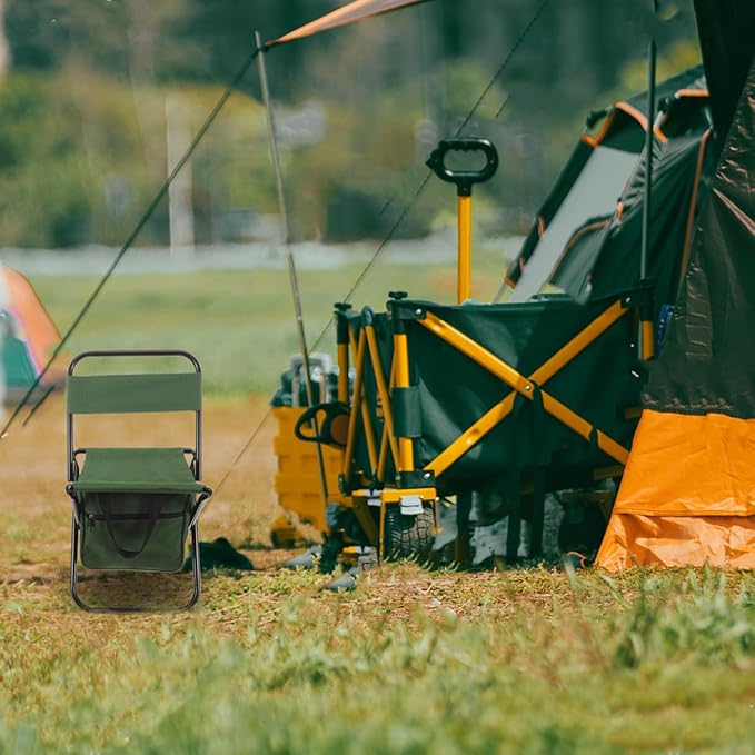Portable Folding Chair with Storage Bag Lightweight Multi-Function Camping Stool for Fishing Travel Outdoor Leisure 18.11X10.62X8.26In