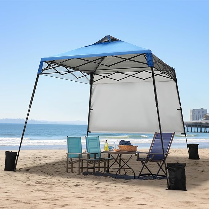 MFSTUDIO 8x8 Pop up Canopy Tent Gazebo Shelter Sun Shade Canopies Patio Portable Popup Tents Easy Setup Waterproof with 6x6ft Top1 Sidewall for BeachPartiesPicnics