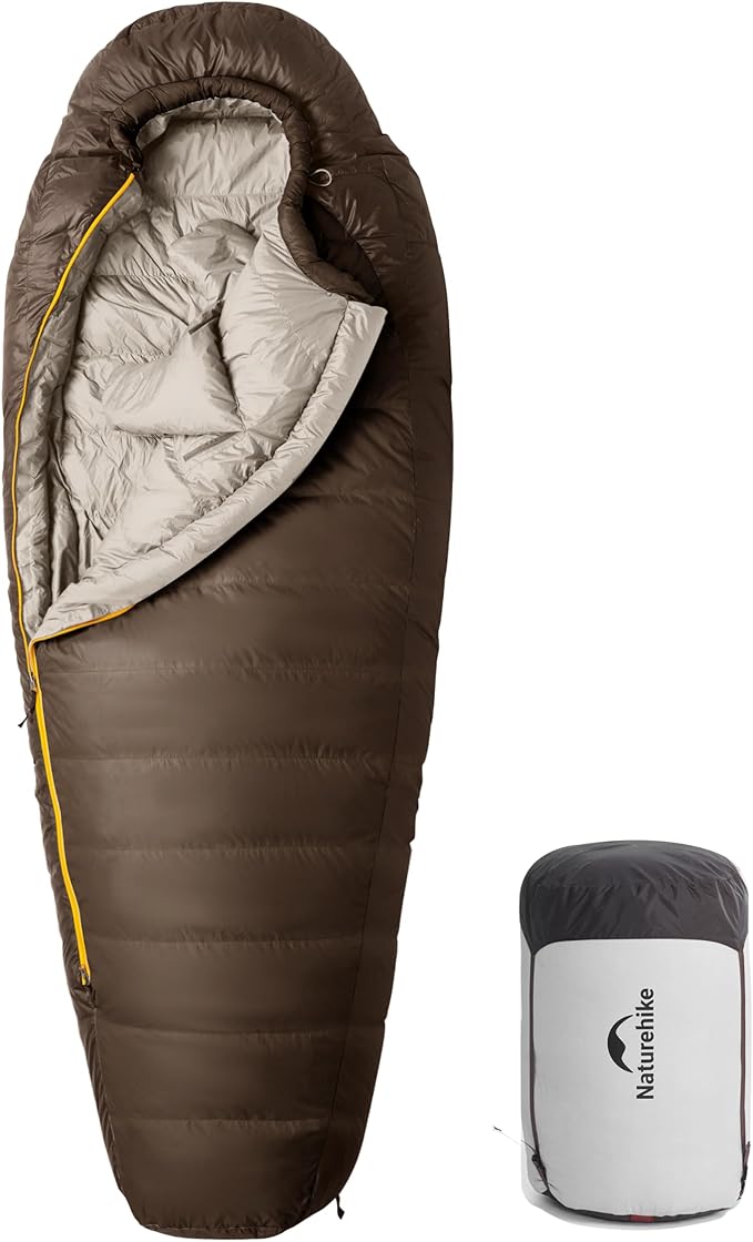 Naturehike 0 Degree RDS Down Mummy Sleeping Bag for Adults 650 Fill Power Cold Weather Backpacking Sleeping Bag for Camping Hiking -1℉ 18℉ 30℉ YKK Zipper