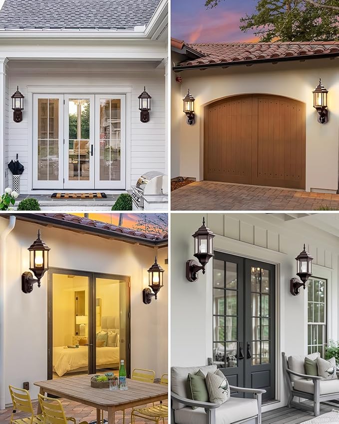 Redluck Motion Sensor Outdoor Lights 16 inch Dusk to Dawn Outside Porch Lights Waterproof Anti-Rust Aluminum Outdoor Wall Lights Exterior Lighting Fixtures for House Garage Front Door Brown