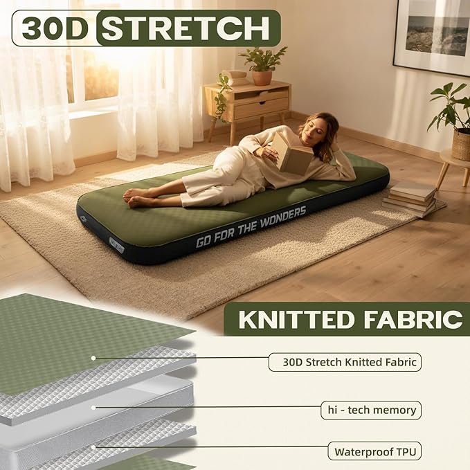 UPWELL Self Inflating Sleeping Pad 4.5 Thickness Camping Mattress with Solid Foam Single Sleeping Mat Portable Fast Inflation for Outdoor Mat Portable Roll Upwith air Pump