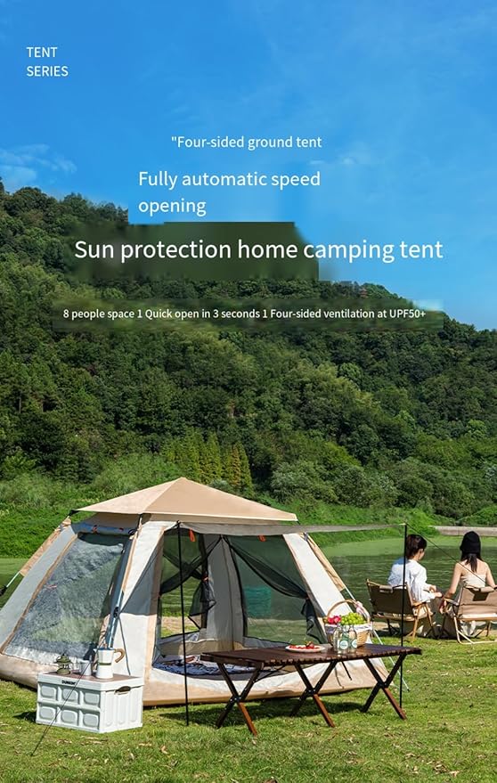 Outdoor Camping Tent Canopy 2-in-1 3-4 People Beach Fully Automatic Portable Folding Camping Equipment