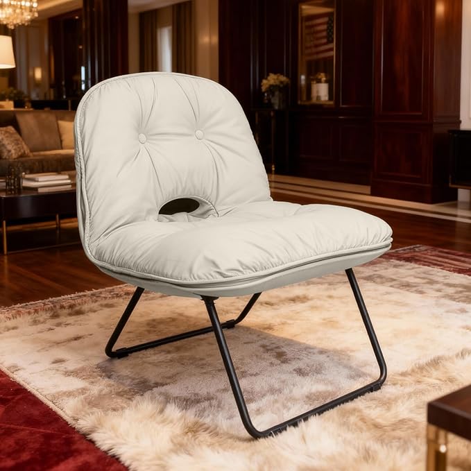 Saucer Accent ChairStylish Foldable Handbag Design for Living Room/Dorm (Beige)