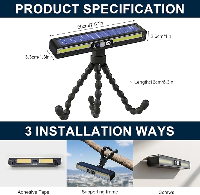 Solar Outdoor Lights with Motion Sensor 36 LED Waterproof Solar Powered Clamp Lights for Garden Patio Pathway Fence Yard - 3 Lighting Modes (Warm Light)