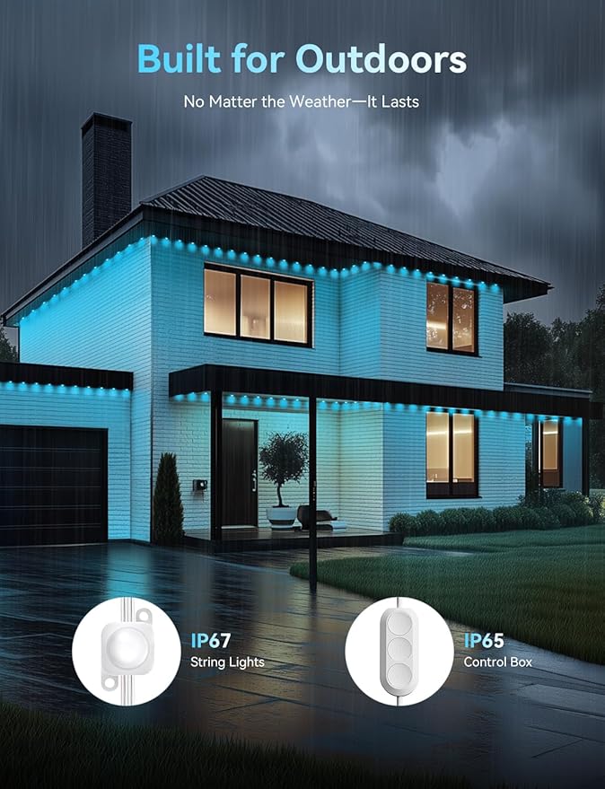 Smart 150FT Permanent Outdoor Lights RGB LED Lights Outside with App Control - DIY Colors Scene Modes IP67 Waterproof Eaves Lights for Christmas Halloween Holiday Daily House Roof Eternity Lighting