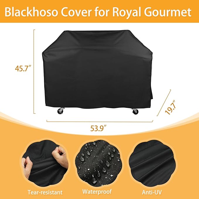 Grill Cover for Royal Gourmet Charcoal Grill CC1830 Series 54 inch CR5402 Heavy Duty Waterproof UV Resistant Cover for Royal Gourmet GA5401T/GA4402S Outdoor Barbeque Grill Accessories