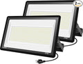 2Pack 600W LED Flood Light Outdoor IP66 Waterproof Exterior Security Lights with Plug60000LM 5000K Daylight White Outside Floodlights for Yard Court Garden