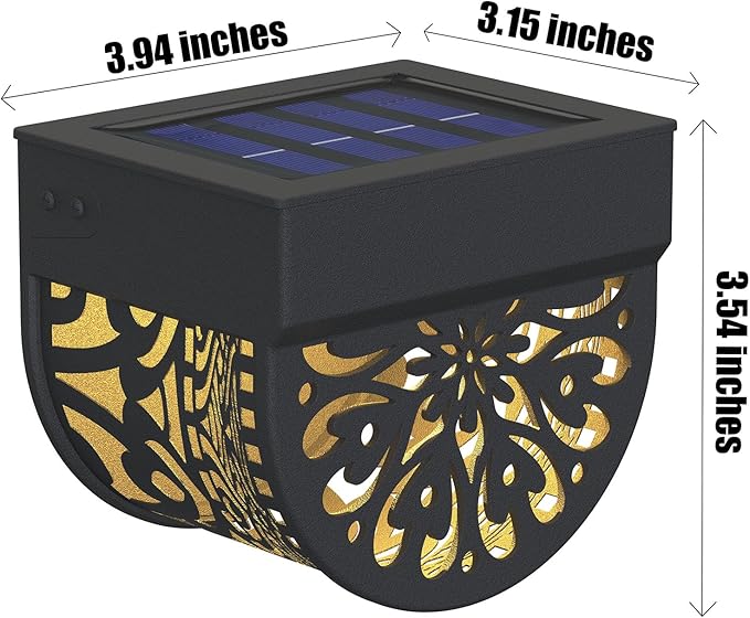 4 Pack Solar Fence Lights Outdoor Wall Lights Plastic Solar Powered Deck Step Stair Lights Mandala Theme Waterproof Fence Solar Light for Garden Post Patio Yard Decor Gardening Gifts for Women Mom