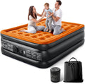 Lamberia Air Mattress with Built in 2 Purpose Pump 18 Raised 660lbs Max Comfort Inflatable Mattress Blow up Mattress Portable Air Bed for Camping Guests Home Colchon(Orange BlackQueen)