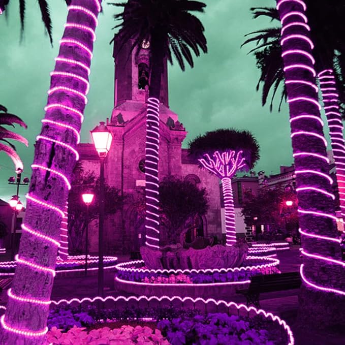 50ft 360 LED Purple Rope Lights 110V Connectable Purple Led Strip Lights Halloween Decoration Outdoor Lights for Deck Patio Pool Camping Landscape Bedroom Christmas Decor