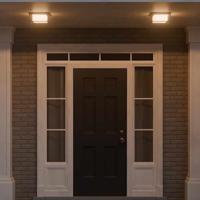 GLOBE Electric 60000164 1-Light Outdoor Flush Mount Matte Black Frosted Glass