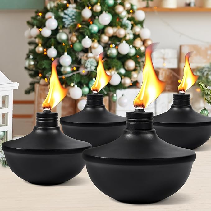 8-Pack Upgraded Tabletop Torches 24 oz Citronella Torch Lights Refillable Torch with Wicks Covers and Funnel Included - Ideal for Garden Patio Deck Yard Party Landscape