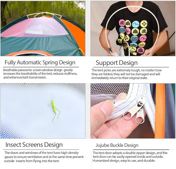 2 Person Instant Pop Up Lightweight Camping Tent Outdoor Easy Set Up Automatic Family Travel TentPortable Backpacking Ultralight Waterproof Windproof Anti-UV Sun Shelter Tent…