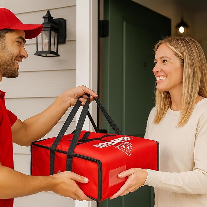 Pizza Bags for Delivery – Insulated Pizza Delivery Bag | Pizza Warmer Carrier for Doordash Uber Eats Catering | Front Load Heavy Duty (Black 20X20X12)