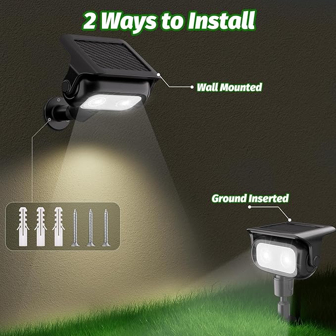 Nreonrick Solar Spot Lights 360° Adjustable Solar Lights Outdoor IP65 Waterproof with 2-in-1 Solar Powered Spotlights for Landscape Lighting for Garden Yard Pathway (Cool White 4 Pack)