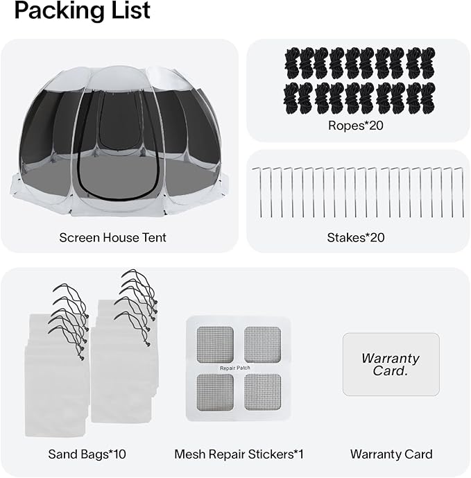 Alvantor Pop Up Screen House Gazebo with Mosquito Netting Instant UV Resistant Sun Shelter for Patio &amp Backyard Portable Canopy Tent for 2-10 Person