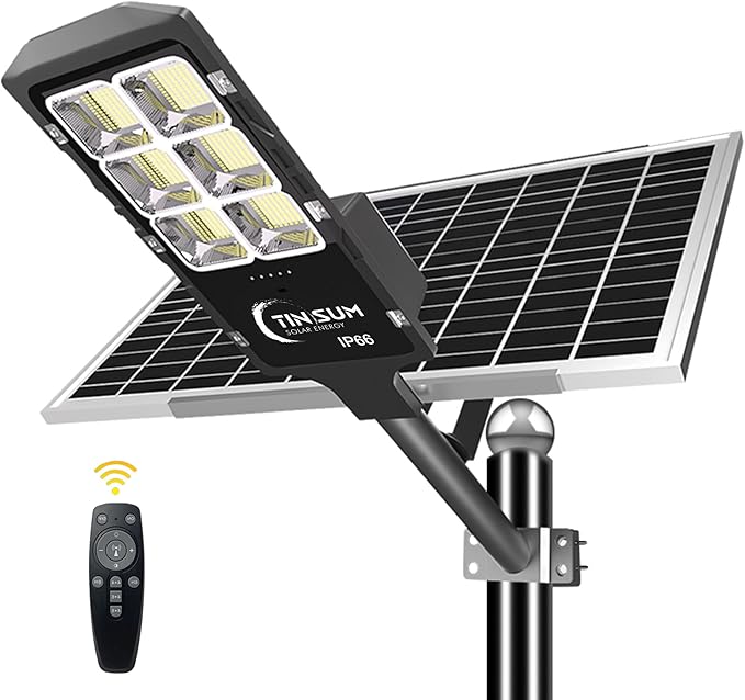 Solar Led Street Lights Outdoor800w Solar Flood Light Fixture High Lumens Dusk to Dawn Security Stadium Lighting Waterproof Pole Light with Motion Sensor for Parking LotGardenYard Court