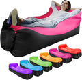 Inflatable Lounger Air Sofa Hammock Inflatable Couch for Camping Perfect for Beach Chair Waterproof Anti-Air Leaking Pouch Couch Air Chair for Outdoor Beach Hiking (Pink)