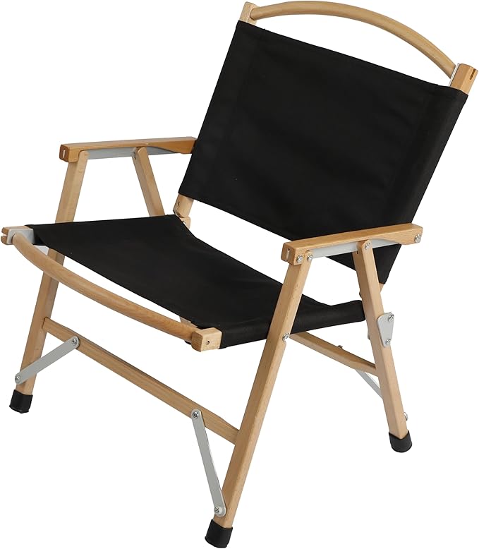 Portable Folding Camping Chair - Beechwood Beach Chair for Camping Lawn Hiking Sports Hunting Fishing Patio &amp Backyard 300 lbs Capacity with Carry Bag(Black)