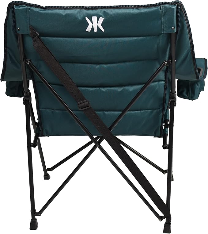 Kijaro Quilted Club Adult Camping Chair Features Comfortable Quilted Polyester Fabric and Built-in Internal Storage Pockets