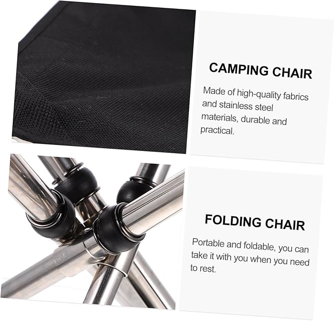 Kisangel Portable Folding Stool Adjustable Height Outdoor Camping Chair Stainless Steel Lightweight Collapsible for Fishing Tailgating and Travel