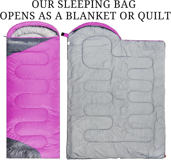 tuphen- Sleeping Bags for Adults Kids Boys Girls Backpacking Hiking Camping Microfiber Liner Cold Warm Weather 4 Seasons Indoor Outdoor Use Lightweight &amp Waterproof