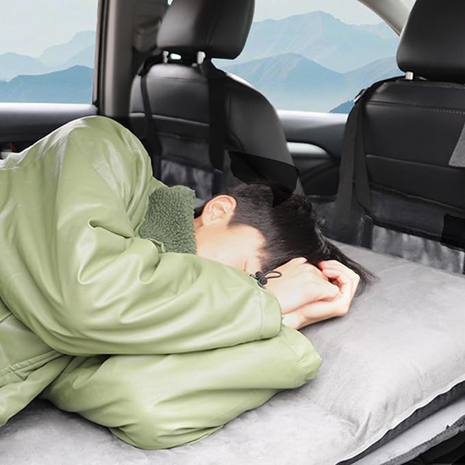 Non-Inflatable Car MattressCar Back Seat Extender4-Fold Car Sleeping Bed Backseat with Storage Bag for Truck Fishing Camping Beach - 50x16 in(Black)